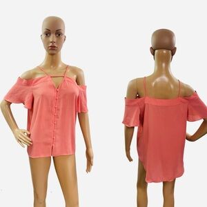 Express Women’s Size Small Sleeveless Strapy Neck Solid Pink Blouse